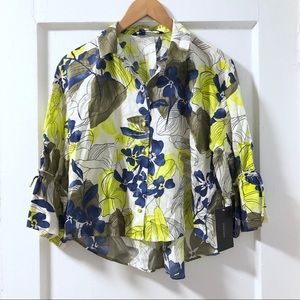 Zara Tropical Resort Shirt w/ ruffle sleeve detail